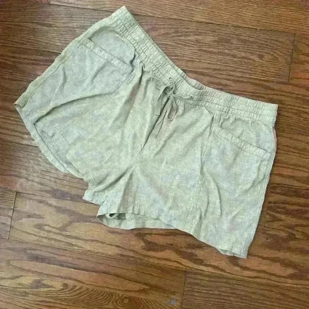 GAP Linen Elastic Waist Tie Front Shorts with Pockets Size XXL 2XL Chino Linen - Picture 2 of 10